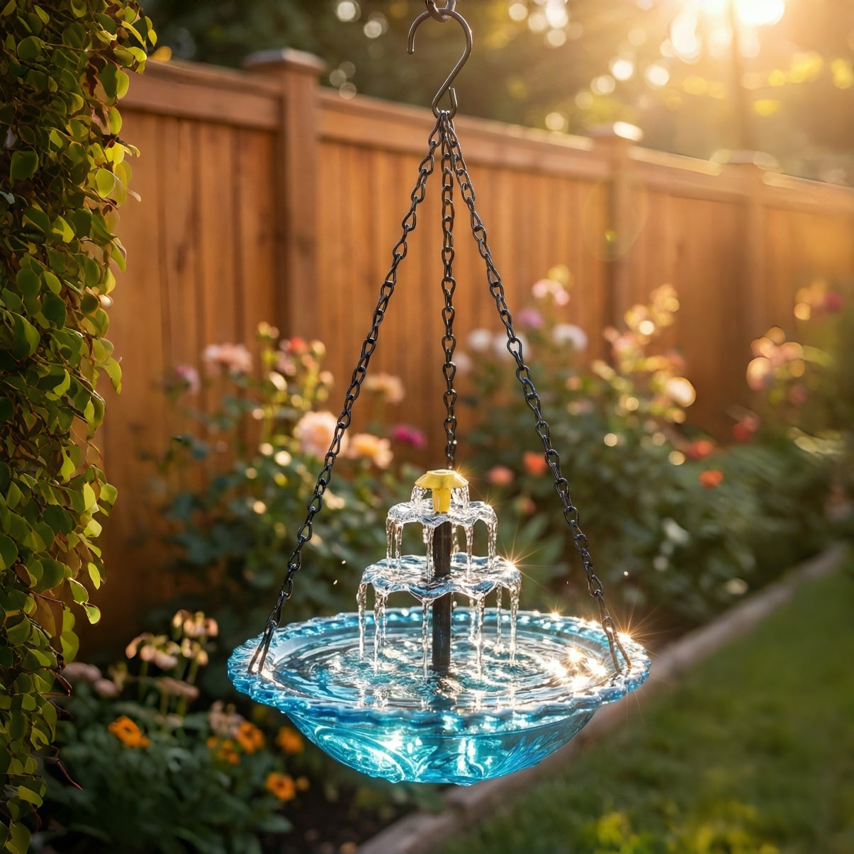 Solar Cascade hangend vogelbad met fontein