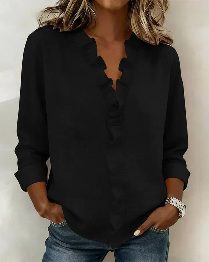 Chiara™ | Blouse met V-hals en subtiele ruches