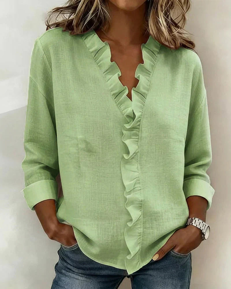 Chiara™ | Blouse met V-hals en subtiele ruches