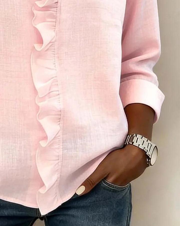 Chiara™ | Blouse met V-hals en subtiele ruches