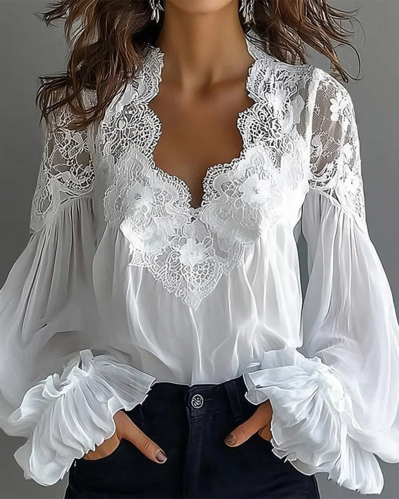 Elegante blouse van katoen en viscose