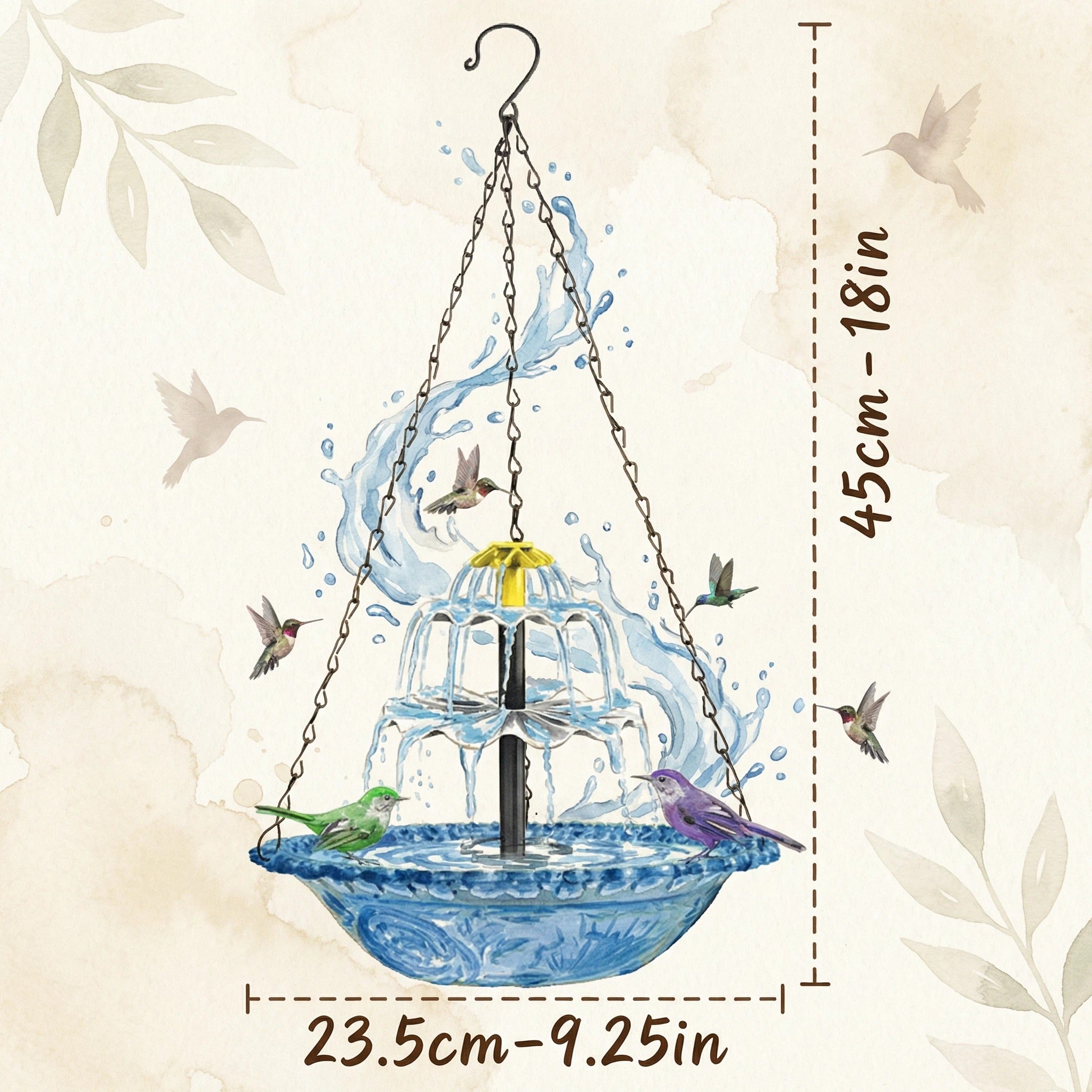 Solar Cascade hangend vogelbad met fontein