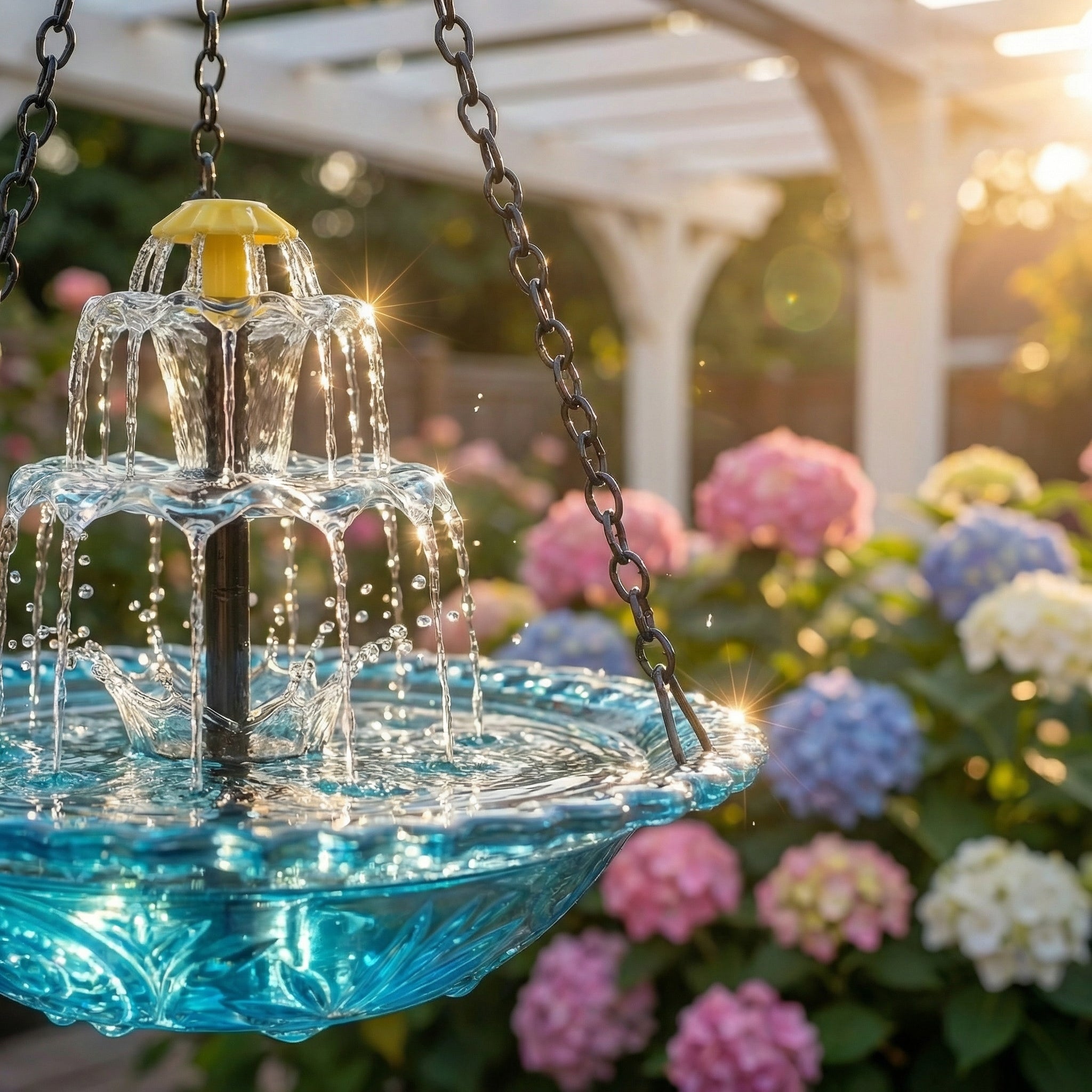 Solar Cascade hangend vogelbad met fontein