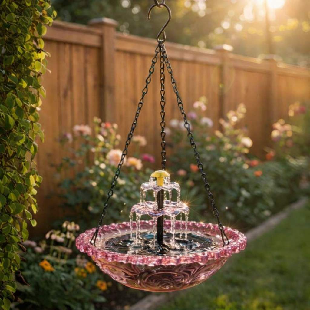 Solar Cascade hangend vogelbad met fontein