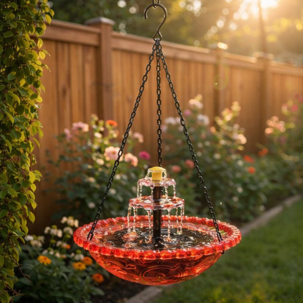 Solar Cascade hangend vogelbad met fontein
