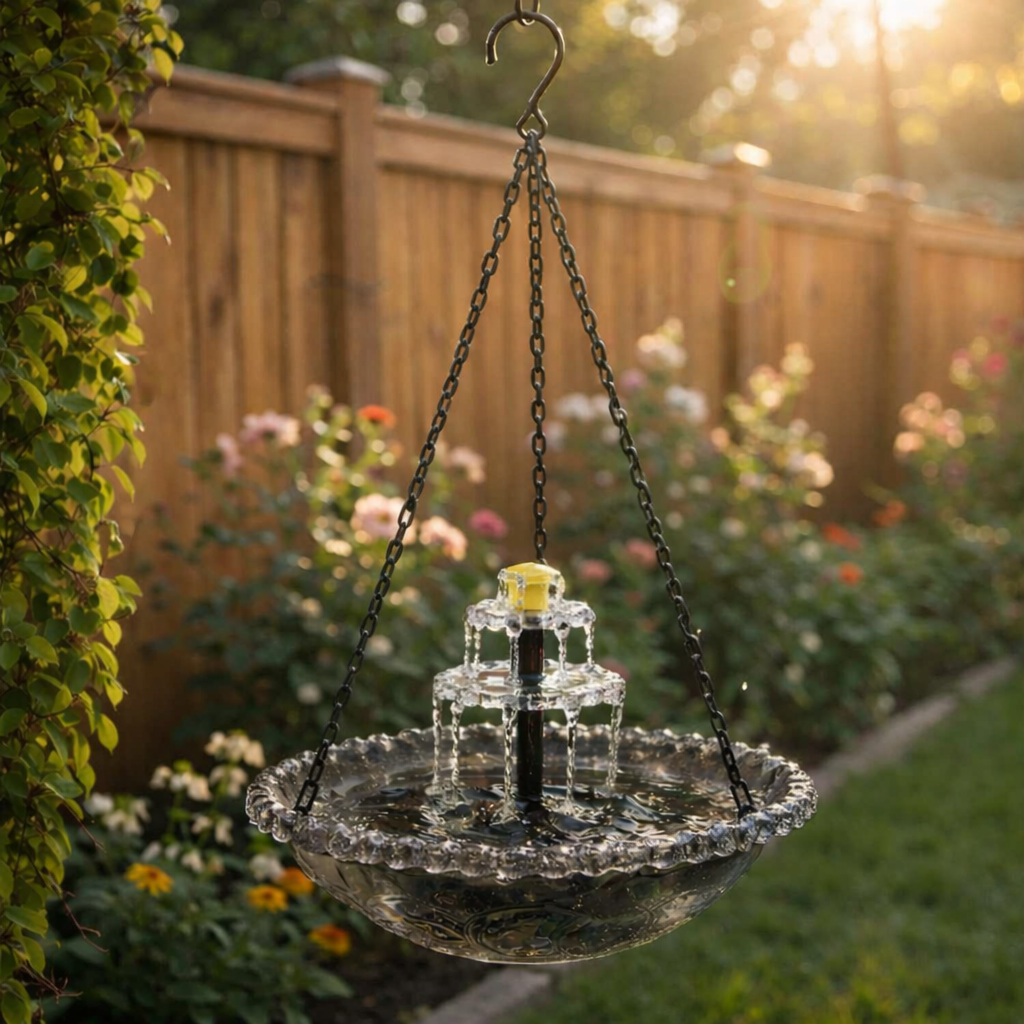 Solar Cascade hangend vogelbad met fontein
