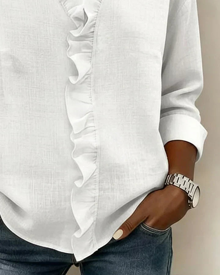 Chiara™ | Blouse met V-hals en subtiele ruches