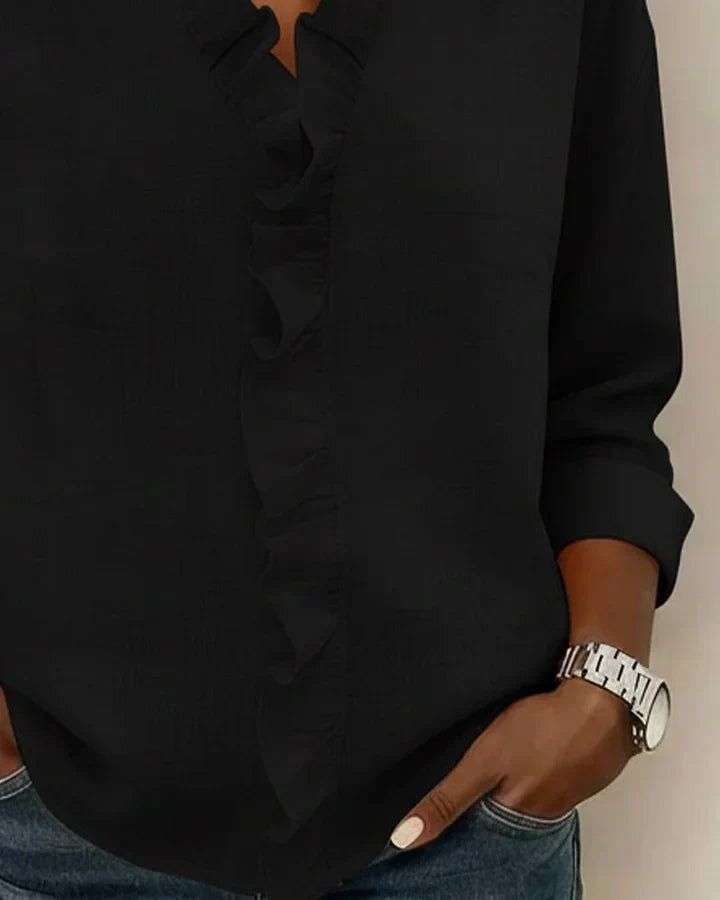 Chiara™ | Blouse met V-hals en subtiele ruches