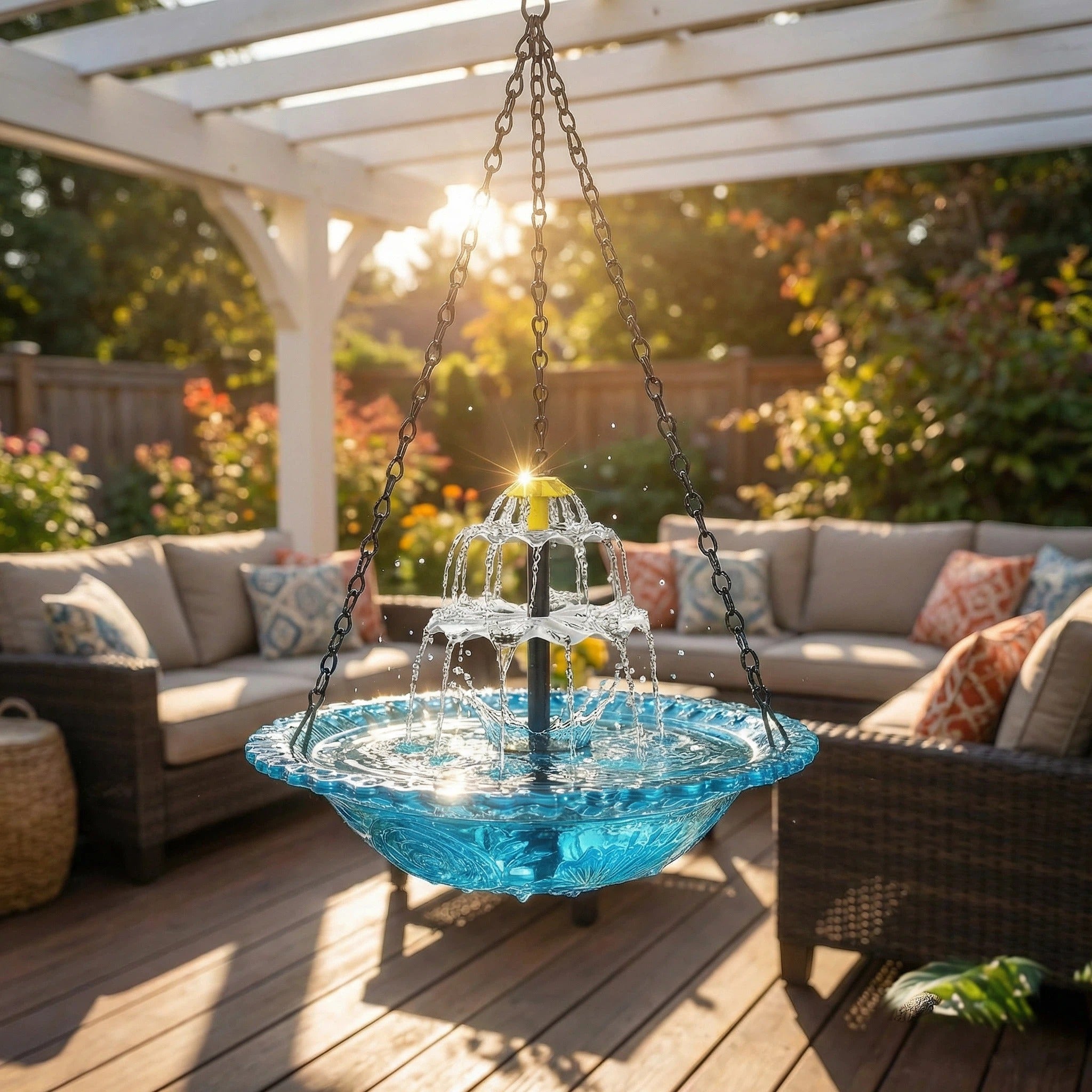 Solar Cascade hangend vogelbad met fontein
